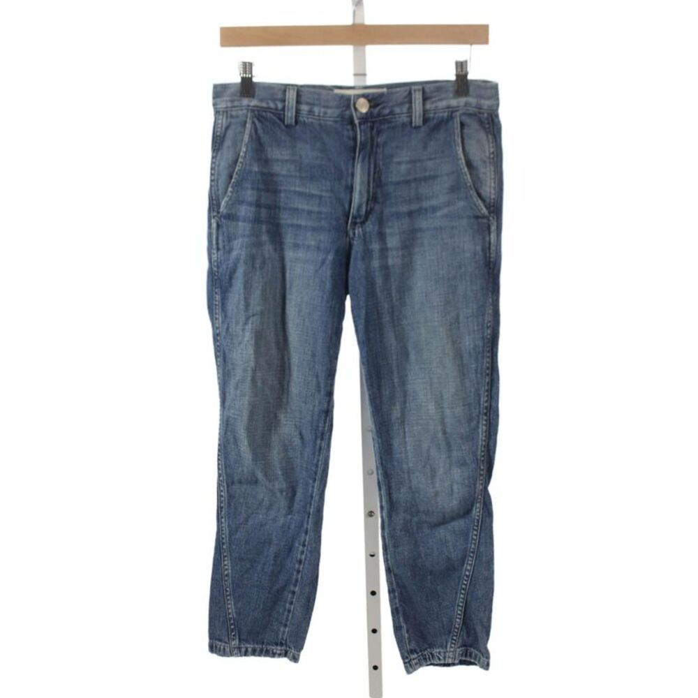 Amo Women Slouchy Jeans Blue Mid Rise Cotton Blend Size 25